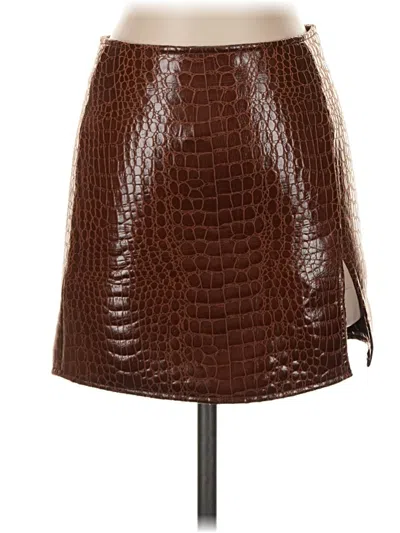 Pre-owned Motel Faux Leather Skirt In Brown