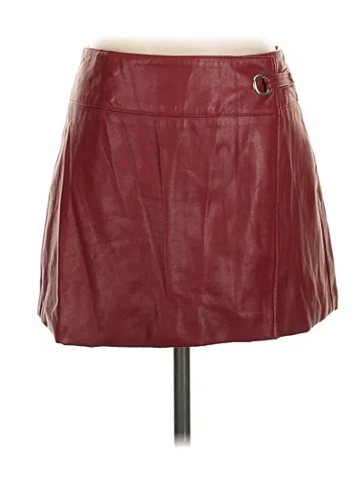 Pre-owned Motel Faux Leather Skirt In Burgundy