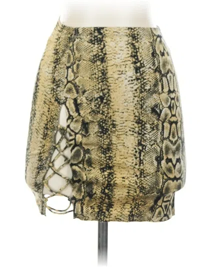 Pre-owned Motel Faux Leather Skirt In Gold