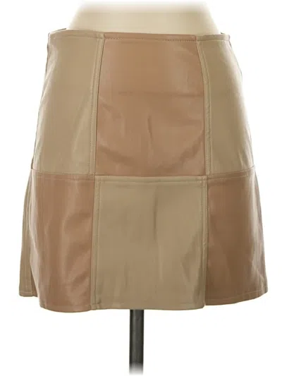 Pre-owned Motel Faux Leather Skirt In Tan