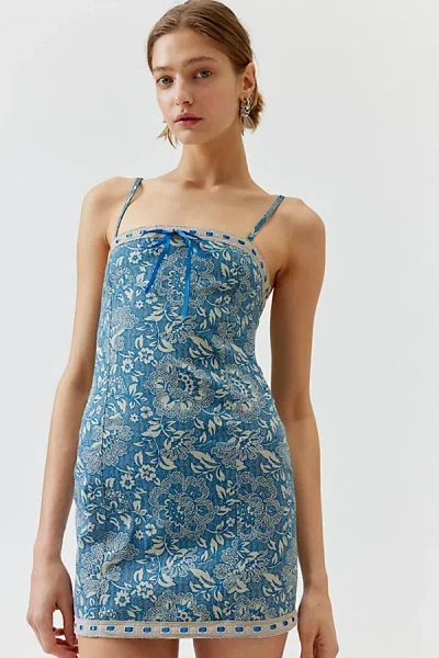 Motel Florence Mini Dress In Blue, Women's At Urban Outfitters