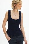 Motel Ganita Corduroy Vest Top Jacket In Navy, Women's At Urban Outfitters In Navy