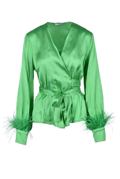 Motel Green Feathered Viscose Shirt
