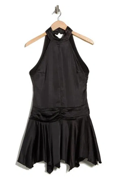 Motel Hydri Sleeveless Satin Minidress In Black