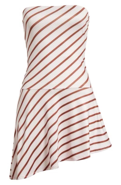 Motel Kagari Strapless Asymmetric Dress In Neutral