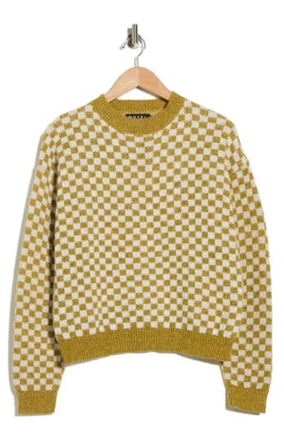 Motel Karu Check Knit Pullover Sweater In Green