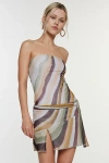 Motel Kevsra Belted Bandeau Mesh Mini Dress In Wiggle Sunset-multi In Assorted
