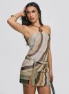 Motel Kevsra Belted Bandeau Mesh Mini Dress In Wiggle Sunset-multi In Multi