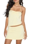 Motel Kins Asymmetric Tie Back Halter Top In White