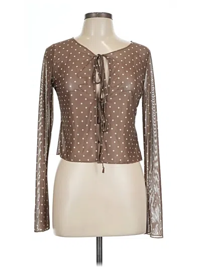 Pre-owned Motel Long Sleeve Top Brown Keyhole Neckline Tops