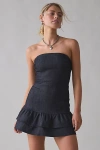 Motel Lumins Strapless Drop Waist Mini Dress In Dark Indigo, Women's At Urban Outfitters In Dark Indigo