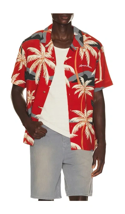 Motel Margarita Island Shirt In Crimson & Sand