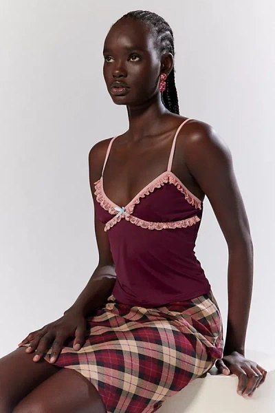 Motel Marjorie Triangle Cami In Berry, Women's At Urban Outfitters