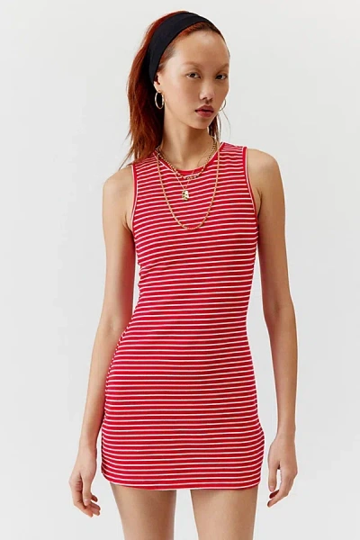 Motel Masha Striped Tank Dress In Red, Women's At Urban Outfitters In Pink