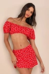 Motel Mckenna Red Anchor Print Mid-rise Mini Skirt In Red