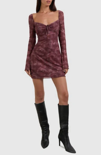 Motel Modena Long Sleeve Minidress In Purple