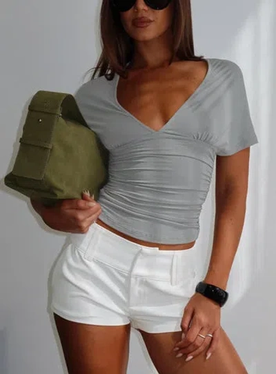 Motel Osari Ruched Short Sleeve Jersey Top In Gray