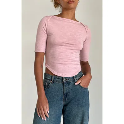 Motel Ralda Curved Jersey Top In Pink