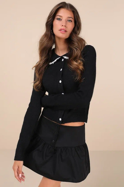 Motel Rantifu Black Button-front Mini Skirt