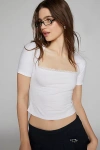 MOTEL REQLA FITTED SQUARE NECK TOP IN WHITE, WOMEN'S AT URBAN OUTFITTERS