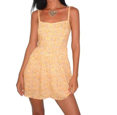 Motel Rocks Ramone Mini Dress In Flower Garden Yellow In Pink