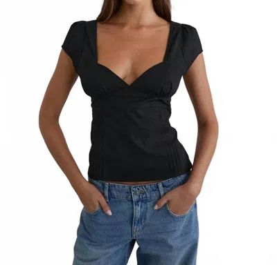 Motel Rocks Uliva Cap Sleeve Corset Top In Black