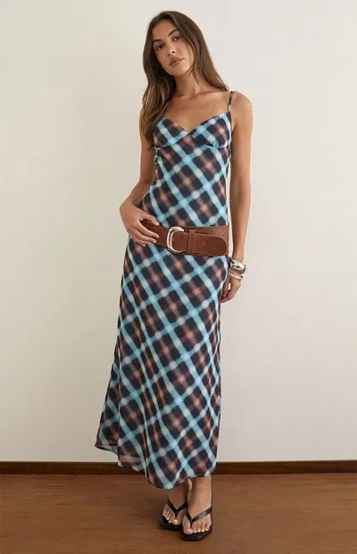 Motel Rocks Women's Bianna Plaid Maxi Dress In Blue