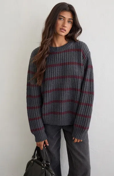 Motel Rocks Women's Namirta Striped Sweater In Gray