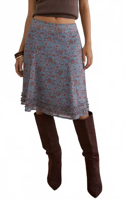 Motel Rocks Women's Nanami Midi Skirt In Blue In Multi