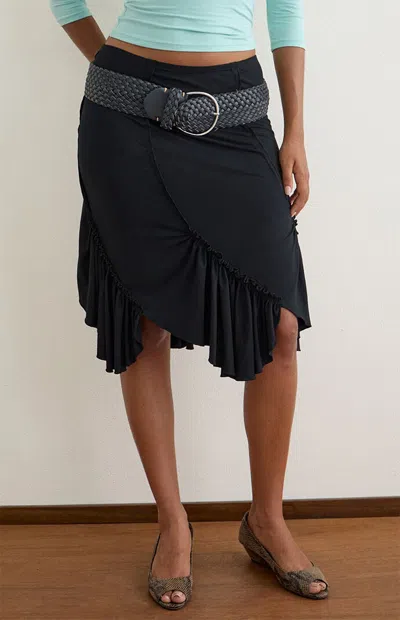 Motel Rocks Women's Sumiatun Ruffle Midi Skirt In Black