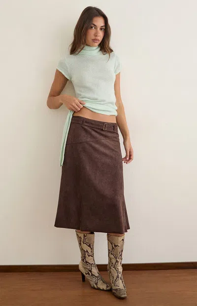 Motel Rocks Women's Suzu Faux Leather Midi Skirt In Brown