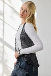 Motel Runway Sheer Sequin Halter Neck Vest Top Jacket In Black, Women's At Urban Outfitters In Black
