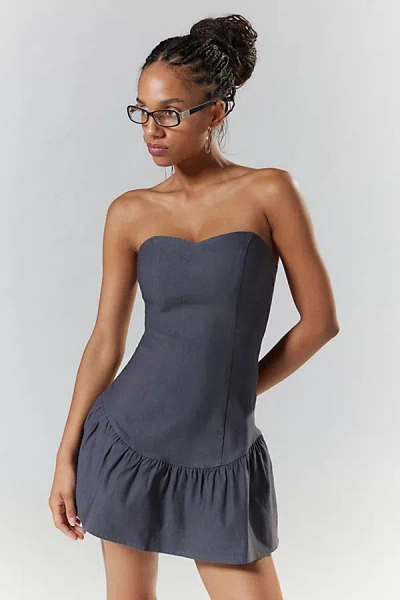 Motel Sabina Bandeau Mini Dress In Blue, Women's At Urban Outfitters