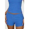 Motel Sera Stripe Shorts In Blue