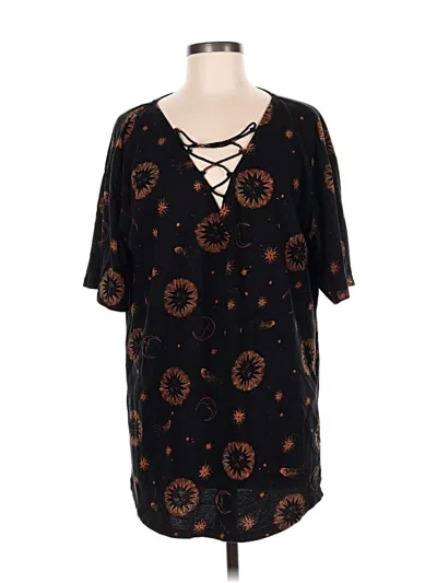 Pre-owned Motel Short Sleeve Blouse In Black