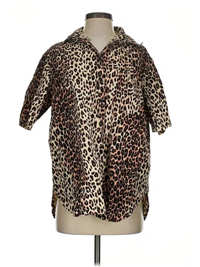 Pre-owned Motel Short Sleeve Blouse In Brown