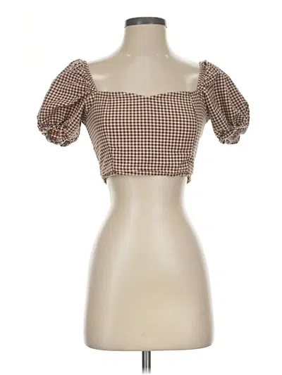 Pre-owned Motel Short Sleeve Blouse In Brown