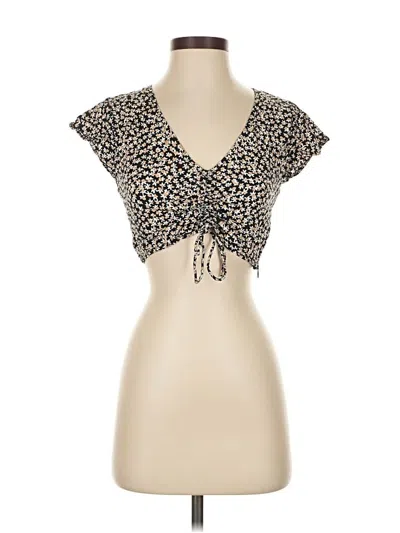 Pre-owned Motel Short Sleeve Top Tan Sweetheart Neckline Tops In Brown