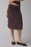 Motel Suriela Low-rise Slip Midi Skirt In Maroon, Women's At Urban Outfitters In Burgundy