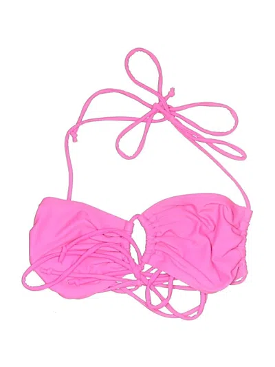 Pre-owned Motel Swimsuit Top Pink Solid Pattern Swimwear