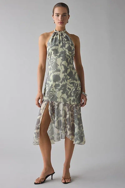 Motel Tanta Halter Neck Blurred Floral Print Midaxi Dress