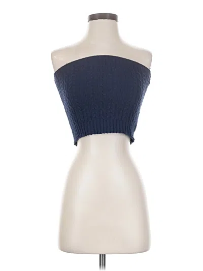 Pre-owned Motel Tube Top Blue Strapless Neckline Tops