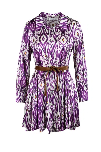 Motel White Printed Viscose Mini Dress In Multi