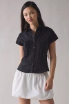 Motel Wilmot Cotton Poplin Pintuck Button-down Shirt In Black, Women's At Urban Outfitters