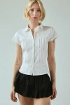 Motel Wilmot Cotton Poplin Pintuck Button-down Shirt In White, Women's At Urban Outfitters In White
