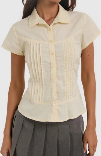 Motel Wilmot Pintuck Shirt In Neutral