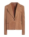 Motel Woman Blazer Brown Size L Viscose, Linen In Brown