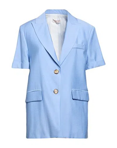 Motel Woman Blazer Light Blue Size M Viscose, Nylon