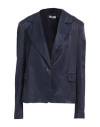 Motel Woman Blazer Navy Size S Viscose, Linen In Navy Blue