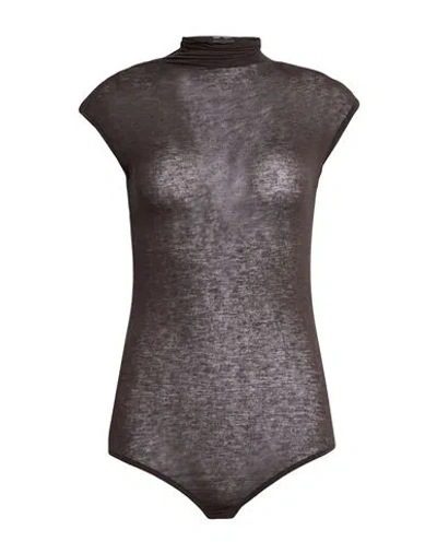 Motel Woman Bodysuit Dark Brown Size Onesize Viscose, Nylon, Cashmere, Elastane